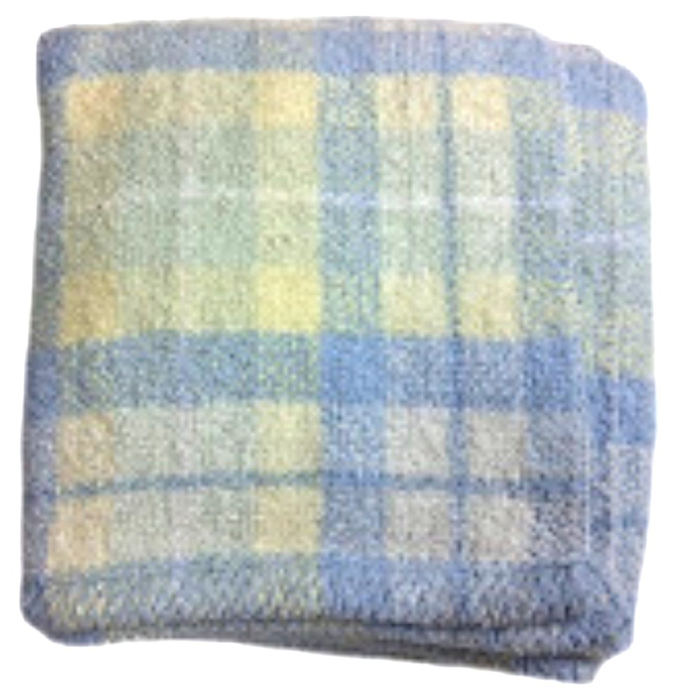 Katie Little Kidsline Baby Blanket Chenille Plaid Blue Green Yellow White Lovey